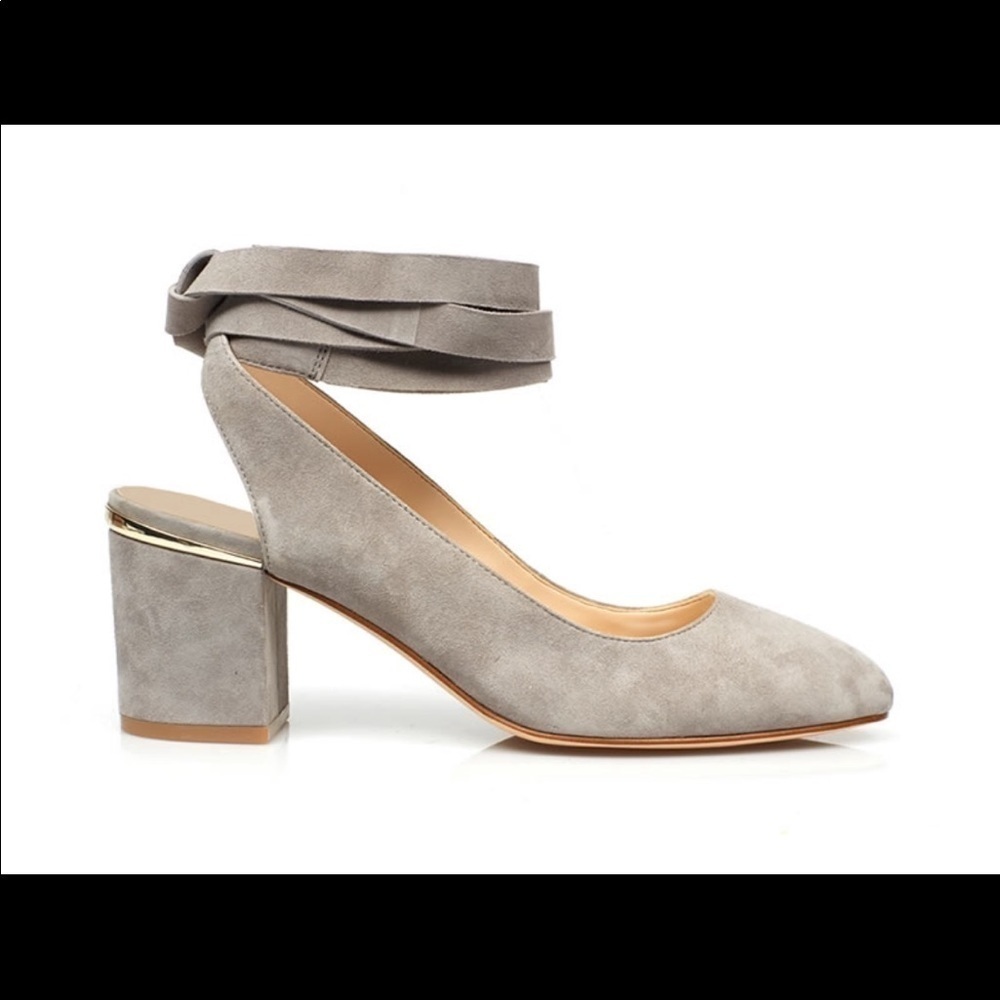 Nine West Andrea Lace Up light Grey Suede Pumps- 7.5 👡